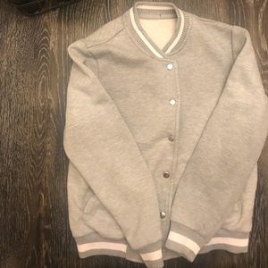 GRAY ATHLETIC BUTTON UP SWEATER